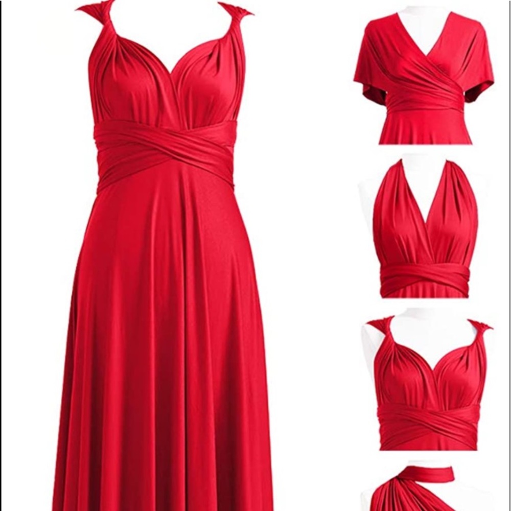Women long flowing flattering Red dress worn once